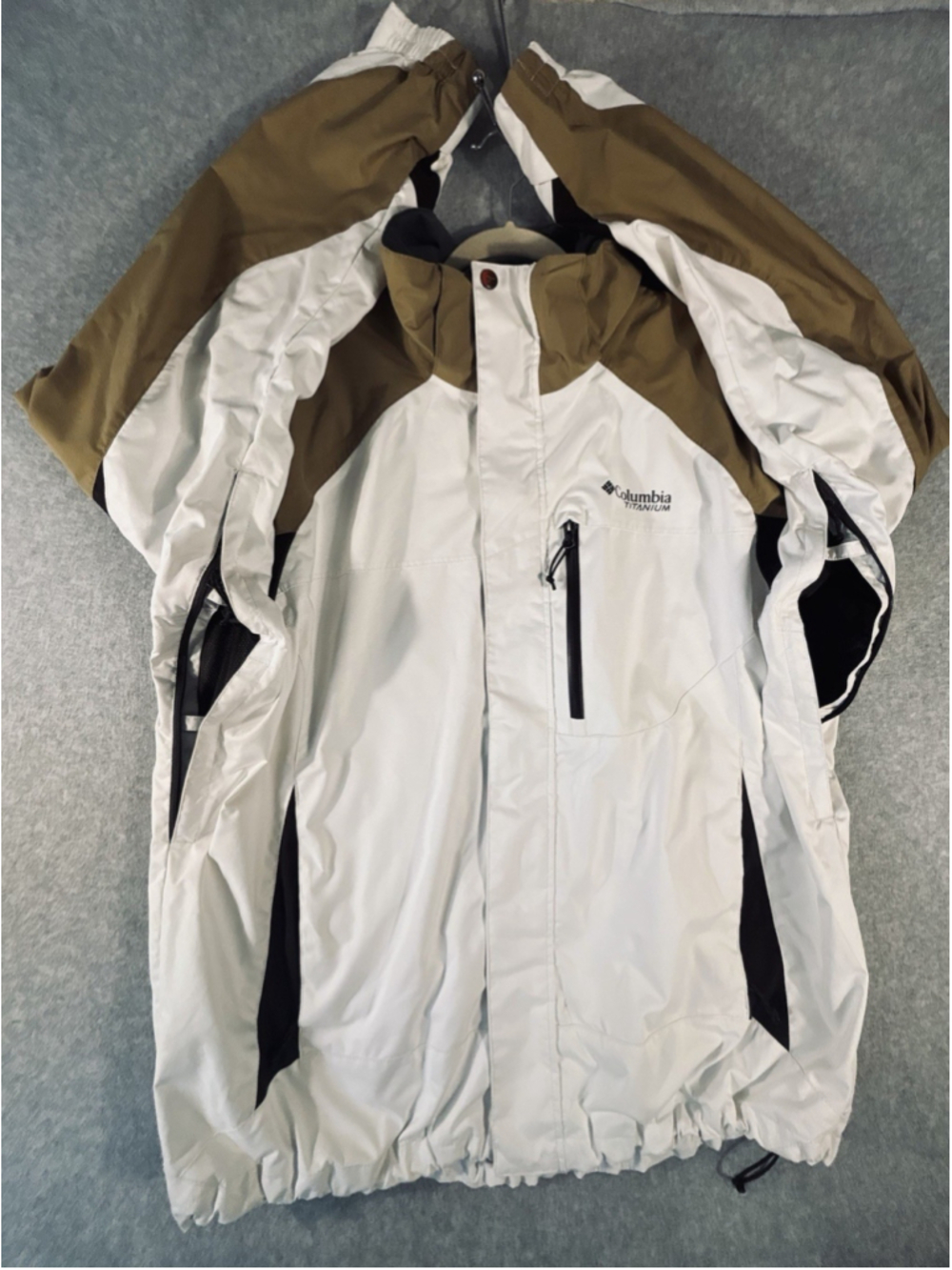 Columbia Titanium Omni-Tech Interchange Jacket Men’s XL White Brown Waterproof